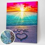 Varázslatos tengerpart, a szerelem képe. Gyémántszemes kirakó