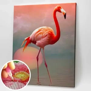 Kép egy gyönyörű flamingóról. Gyémántszemes kirakó