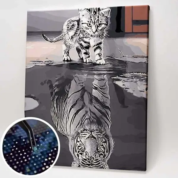 Kép egy fiatal, és egy idő tigrisről. Gyémántszemes kirakó