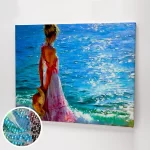 Egy lány a tengerparton.