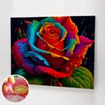 Színes rózsa gyémántszemes kirakó.