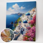 Festői Santorini- Gyémántszemes kirakó