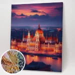 Parlament a lemenő nap fényében- Gyémántszemes kirakó